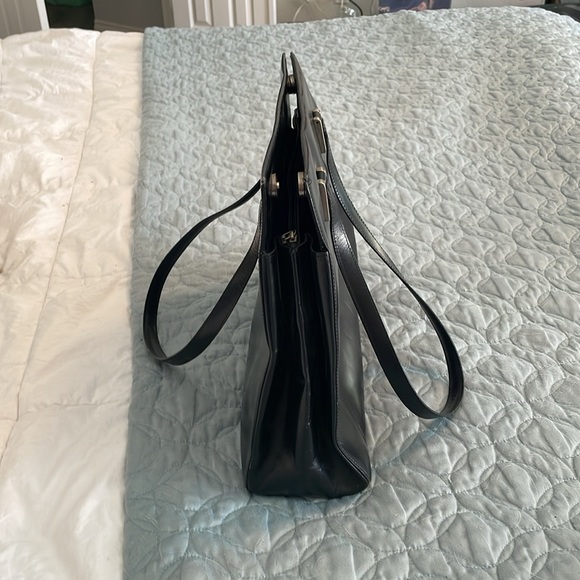 Genny Italian, black leather tote bag preop - Picture 7 of 9